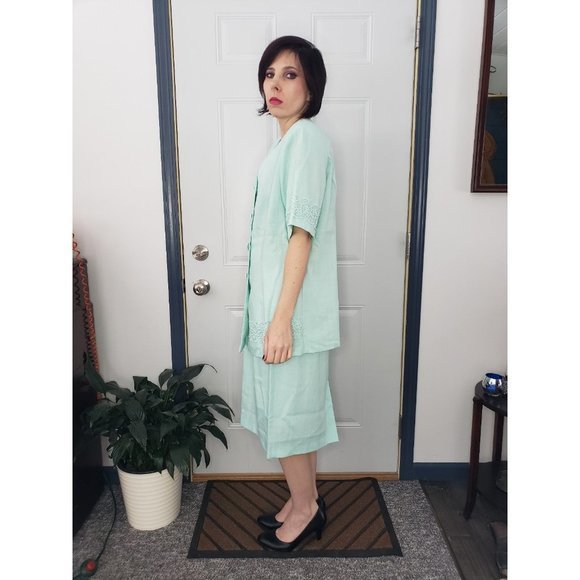 Vintage 90s Seafoam Green Skirt Set - Picture 2 of 4